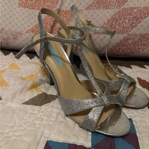 Betsey Johnson Glitter Silver Heels